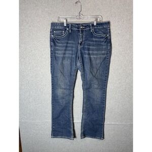 Royalty Jeans Womens 14 Mid Rise Bootcut Distressed Denim Contrast Stitching